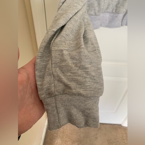 Milanpavilion Zip Up Cropped Grey Drawstring Hoodie Jacket Casual Long Sleeve - Picture 14 of 15